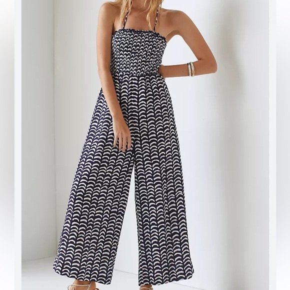 Anthropologie Maeve Smocked Sunset Jumpsuit